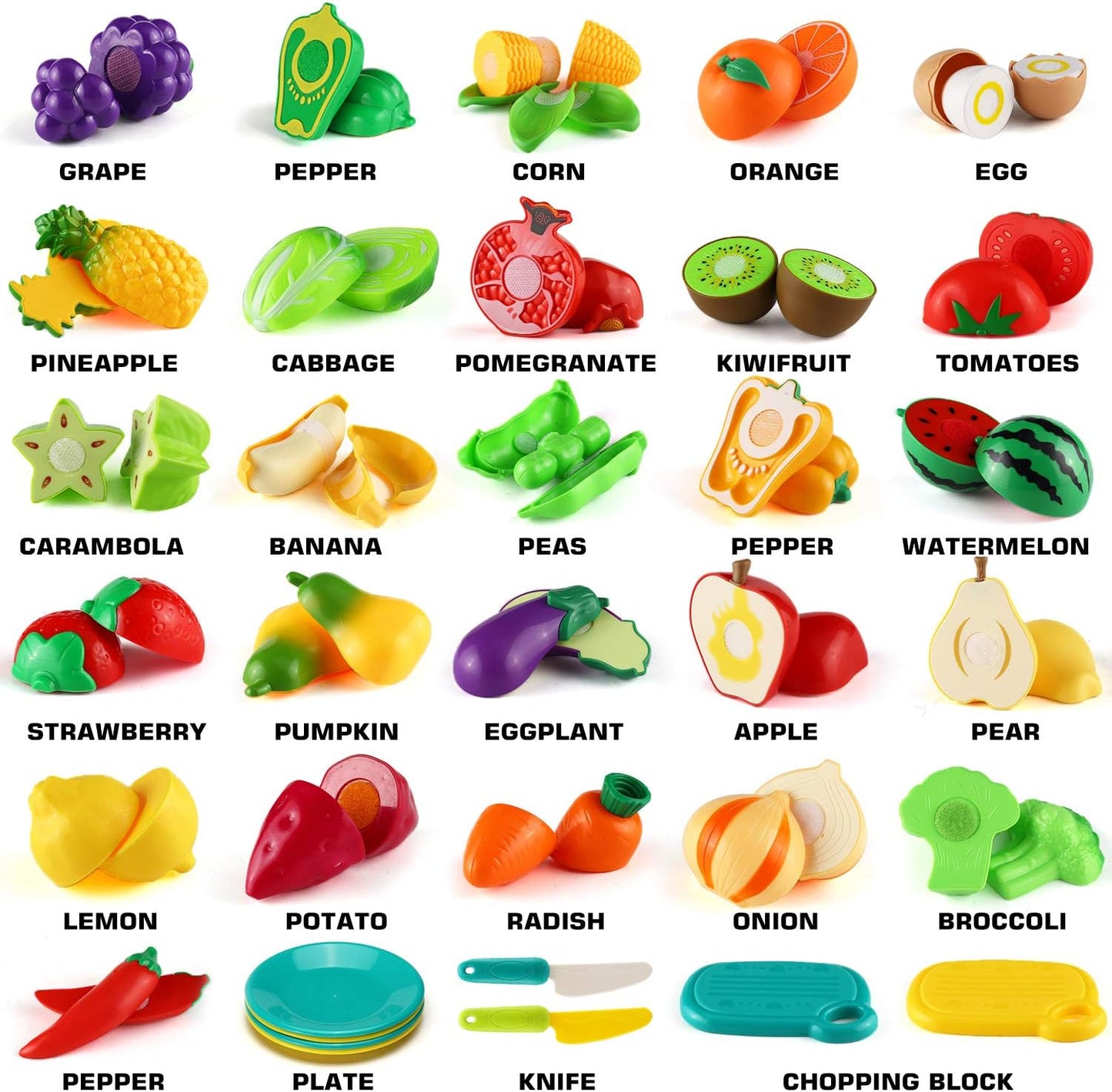 Color Sorting Play Food Set