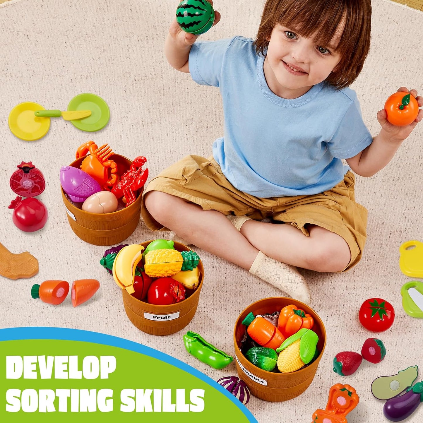 Color Sorting Play Food Set