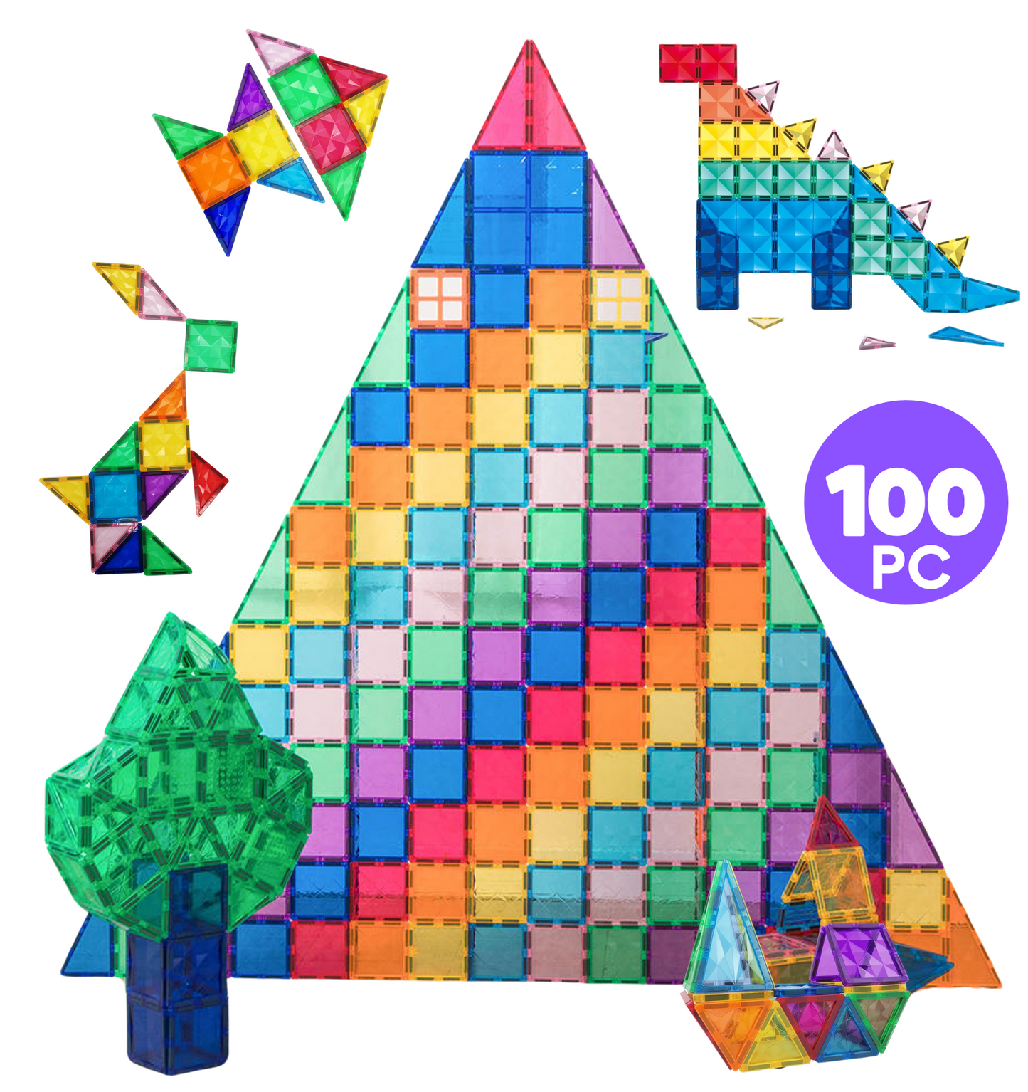 Magnetic Tiles for Kids 100 Pcs